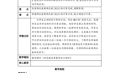 第四单元第3课时两位数乘两位数（进位）（教学设计）-三年级数学下册（人教版）_26春人教版数学三下_00、更新资料3月18日_教学设计(3)_教学设计-与最新课件匹配