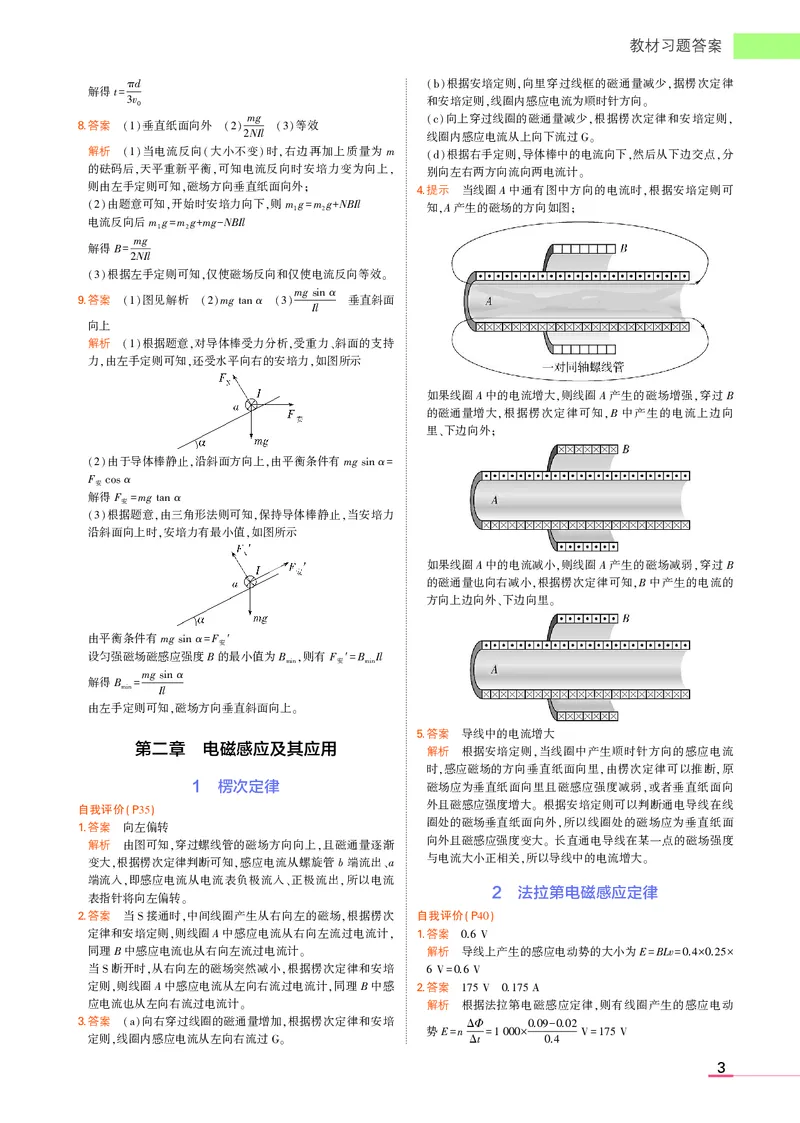 物理教科选择性必修2教材习题答案_高中全套电子教材及答案。_02高中教材参考答案_高中物理_教科版