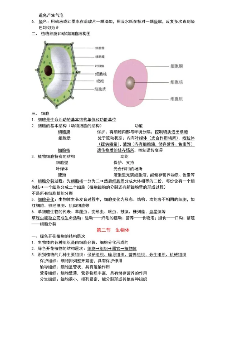 北京版初中生物七上知识点_24秋《初中各科知识点梳理》_初中生物《知识梳理》7-8年级上下册_北京版初中生物7-8年级上下册知识点