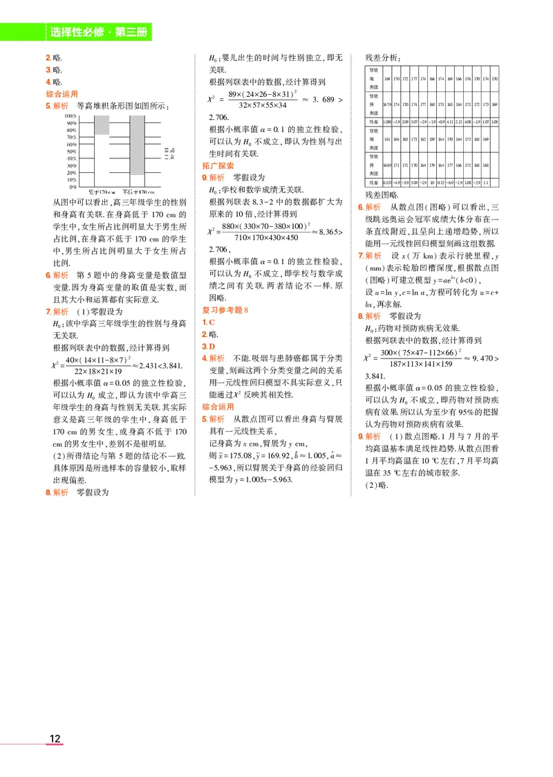 高中数学选择性必修3教材习题答案_高中全套电子教材及答案。_02高中教材参考答案_高中数学_人教A版