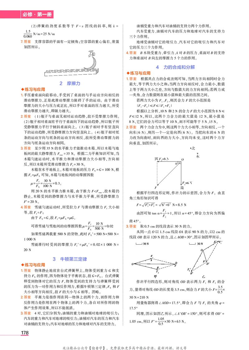 高中物理必修第1册教材习题答案_高中全套电子教材及答案。_02高中教材参考答案_高中物理_人教版