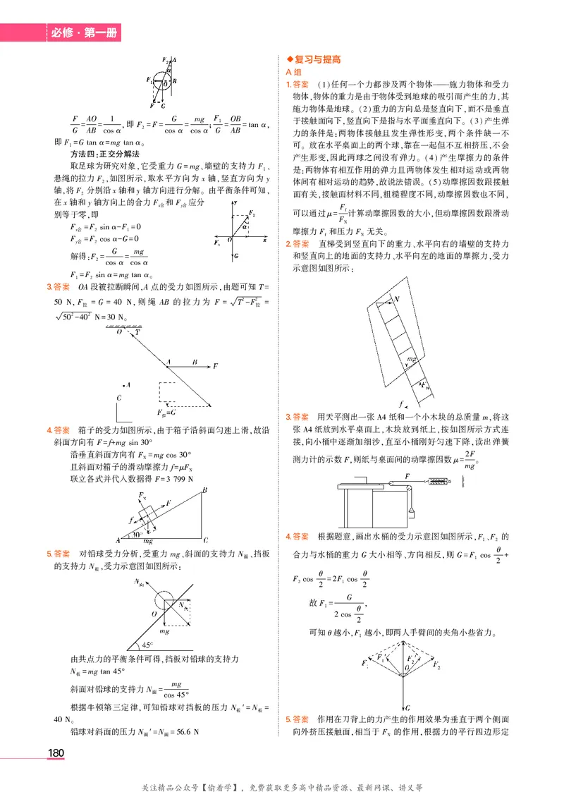 高中物理必修第1册教材习题答案_高中全套电子教材及答案。_02高中教材参考答案_高中物理_人教版