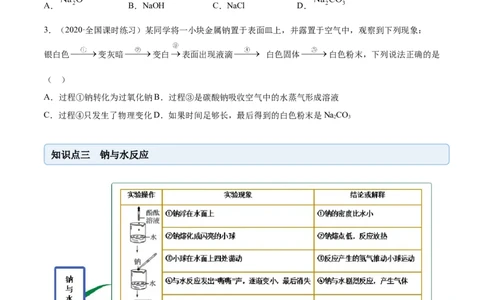 2.1.1钠和钠的氧化物（精讲）-（人教版）原卷版_高化_595801221724高中化学新人教版选择性必修一二三电子版教案PPT课件高中试卷_必修一册（人教版）_专项练习