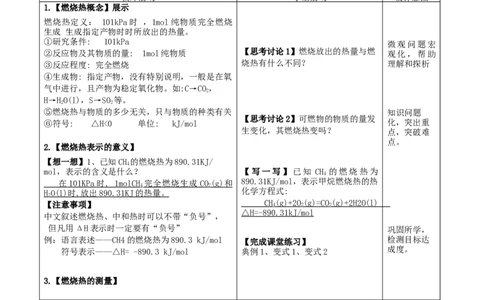 1.1.3燃烧热（教学设计）-（人教版2019选择性必修1）_高化_595801221724高中化学新人教版选择性必修一二三电子版教案PPT课件高中试卷_选择性必修1册（人教版）_教学设计