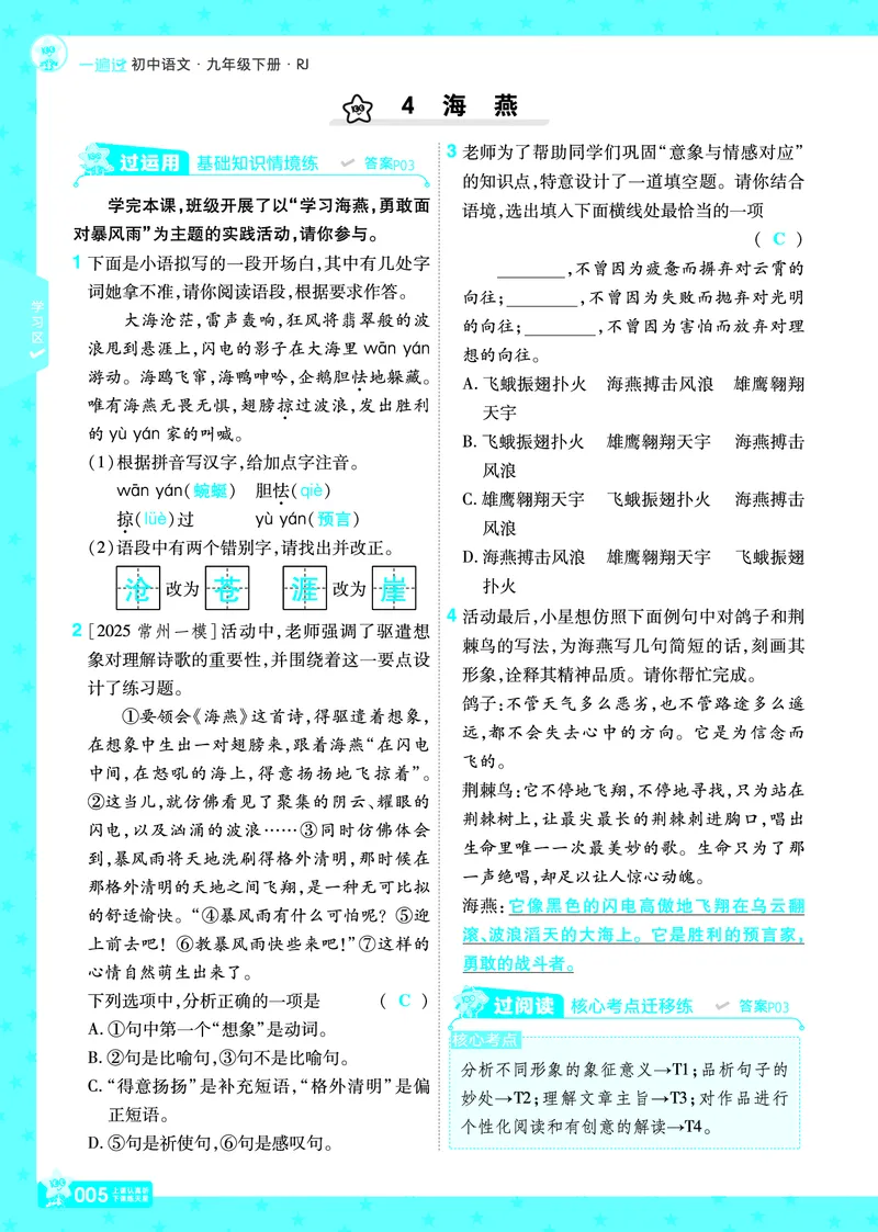 2026《初中语文&bull;一遍过》9年级下册答案_2026春《初中一遍过》系列_2026《天星教育&bull;一遍过》（9年级下册）（语文）（RJ）