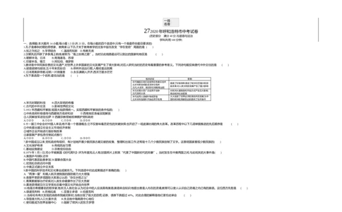 2020内蒙古呼和浩特历史试卷+答案+解析(word整理版)(1)-09881a72f02b_内蒙古中考真题_内蒙古中考真题+答案解析2013-2024_初中历史历年真题（2013-2024）
