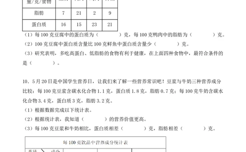 第三单元、复式统计表单元测试卷（学生版）-（人教版）_26春人教版数学三下_00、更新资料3月18日_单元复习专项-K48_2025版