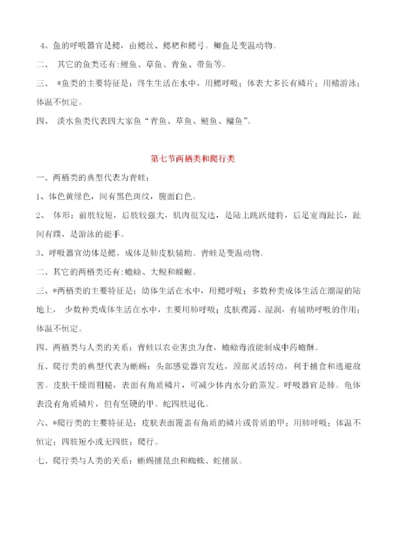 冀少版初中生物七年级上册知识梳理_24秋《初中各科知识点梳理》_初中生物《知识梳理》7-8年级上下册_冀少版初中生物7-8年级上下册知识点