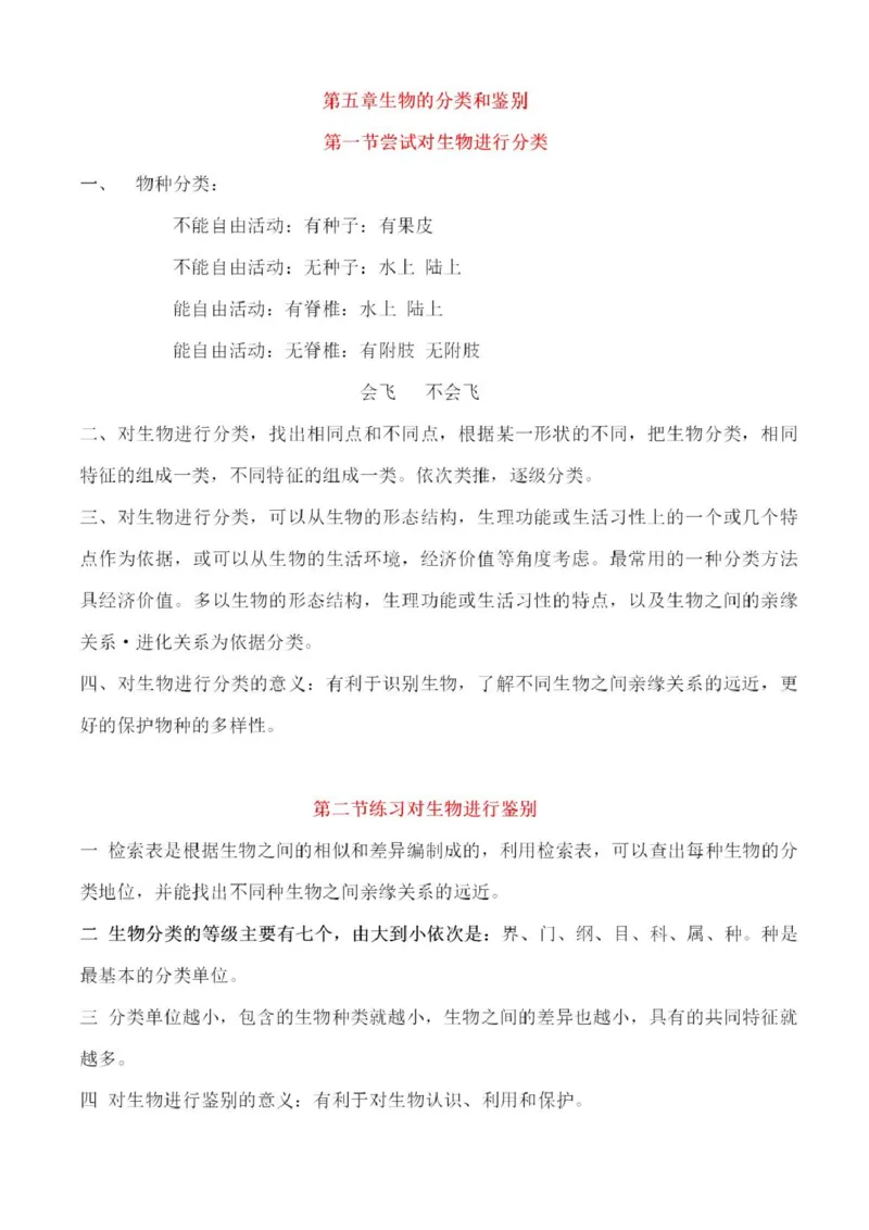 冀少版初中生物七年级上册知识梳理_24秋《初中各科知识点梳理》_初中生物《知识梳理》7-8年级上下册_冀少版初中生物7-8年级上下册知识点