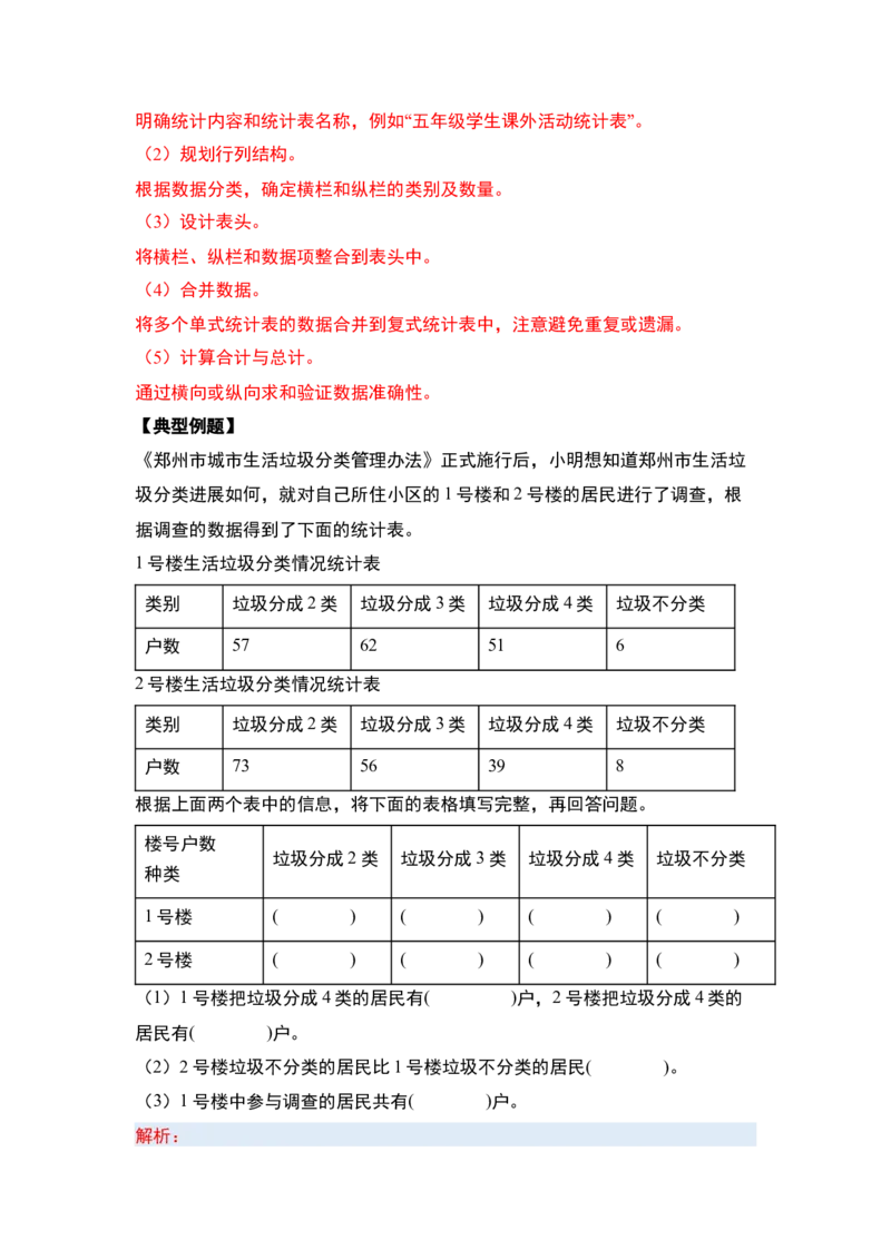 第三单元复式统计表（四大考点）-（答案版）人教版_26春人教版数学三下_00、更新资料3月18日_解决问题专项练习-T7(1)_2025版