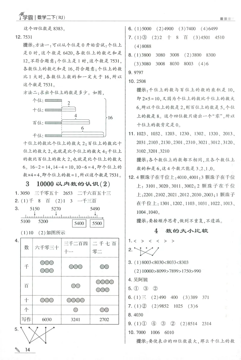 答案RJ数学2下_26春人教版数学三下_09、练习题+试卷合集_-26春《五星学霸》_26春《五星学霸》数学RJ2下