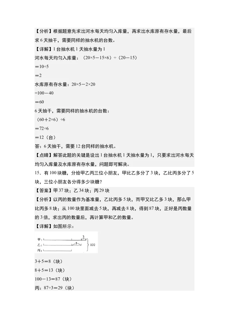 第二单元：除法的生活实际应用&ldquo;拓展型&rdquo;专项练习-（教师版）人教版_26春人教版数学三下_00、更新资料3月18日_解决问题专项练习-T7(1)_2024版