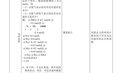 2.1.1化学反应的速率-2021-2022学年高二化学同步备课教案设计（人教版2019选择性必修1）_高化_2025春-人教版高中化学_03新版高中化学选择性必修1_02教案_教案（表格式）