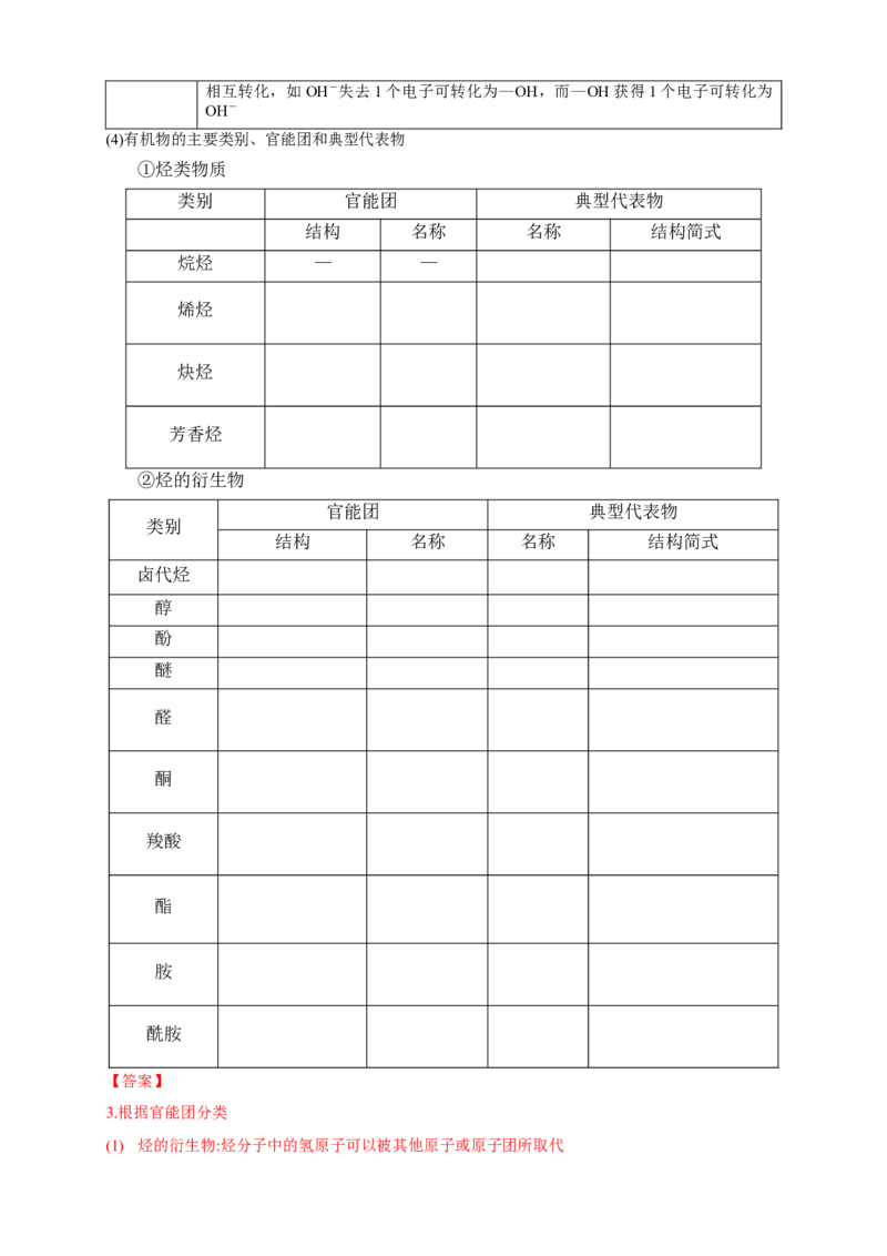 1.1.1　有机化合物的分类方法-学案-2020-2021学年下学期高二化学同步精品课堂(新教材人教版选择性必修3)（解析版）_高化_2025春-人教版高中化学_05新版高中化学选择性必修3_学案