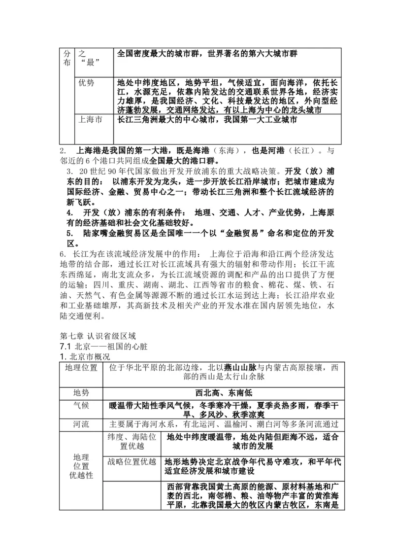 晋教版地理八年级下册知识点汇总_24秋《初中各科知识点梳理》_初中地理《知识梳理》7-8年级上下册_晋教版初中地理7-8年级上下册知识梳理