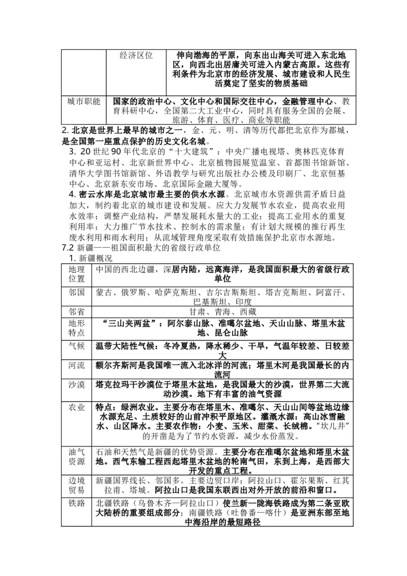 晋教版地理八年级下册知识点汇总_24秋《初中各科知识点梳理》_初中地理《知识梳理》7-8年级上下册_晋教版初中地理7-8年级上下册知识梳理