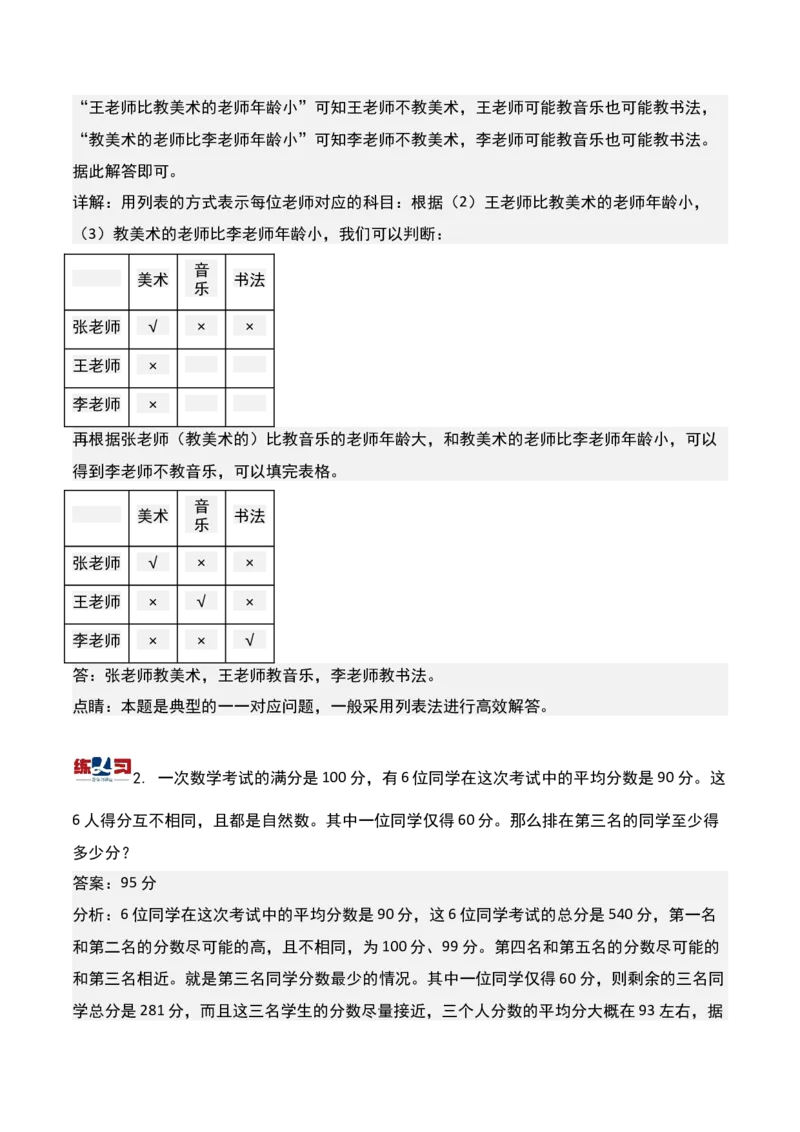 第十五课时简单推理-三年级下册奥数精讲精练（通用版）_26春人教版数学三下_19、赠送其它资料_新建文件夹_三年级数学下册（人教版）_奥数思维训练讲义-K104