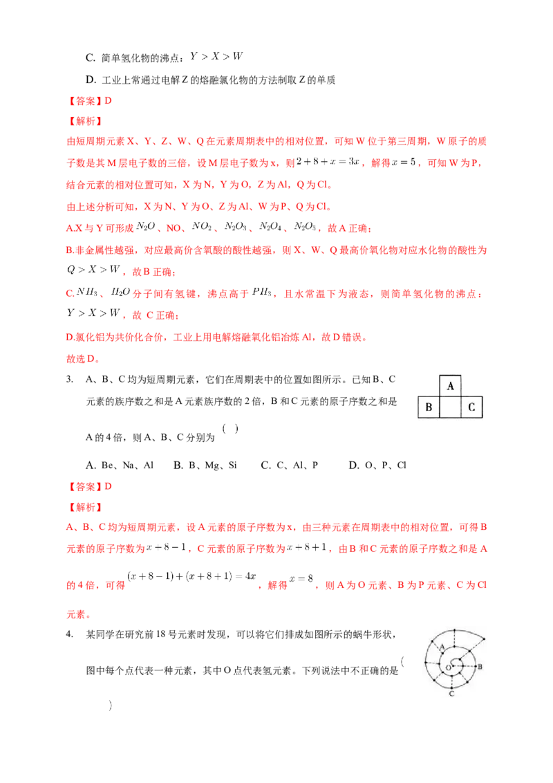1.2.1原子结构与元素周期表-练习-2020-2021学年下学期高二化学同步精品课堂(新教材人教版选择性必修2)（解析版）_高化_2025春-人教版高中化学_04新版高中化学选择性必修2_习题