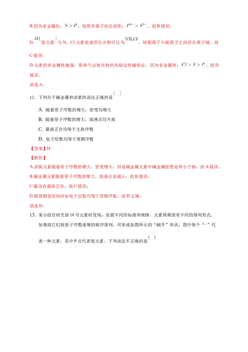 1.2.1原子结构与元素周期表-练习-2020-2021学年下学期高二化学同步精品课堂(新教材人教版选择性必修2)（解析版）_高化_2025春-人教版高中化学_04新版高中化学选择性必修2_习题