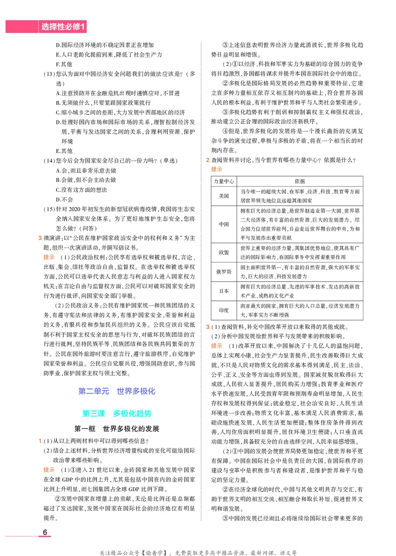 高中政治选择性必修1教材习题答案_高中全套电子教材及答案。_02高中教材参考答案_高中政治