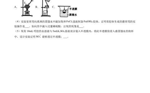 1.1.2分散系及胶体（习题）-名课堂精选2022-2023学年高一化学同步精品备课系列（人教版2019必修第一册）(原卷版）_高化_2025春-人教版高中化学_01新版高中化学必修一_3.课件+练习新