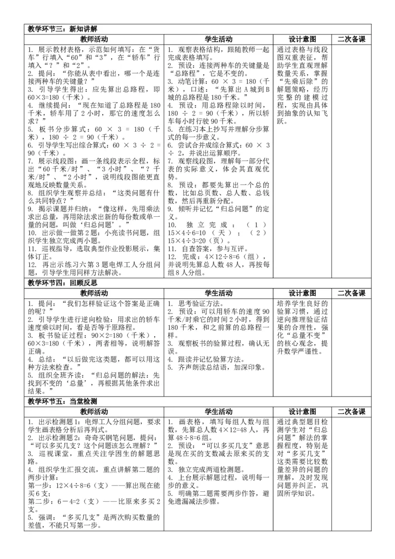 第2单元除数是一位数的除法_26春人教版数学三下_00、教案3套完整版_第2套表格式核心素养教案-全册合在一起_单元教案_有反思版