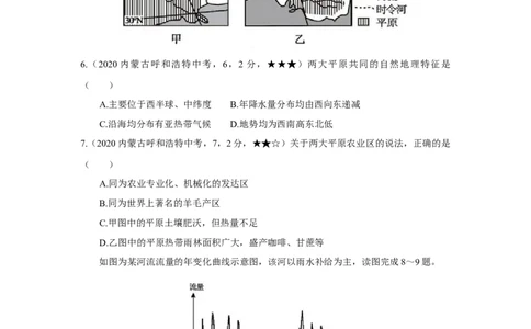 19地理&mdash;&mdash;内蒙古呼和浩特word版，含答案全析-c00107257028_内蒙古中考真题_内蒙古中考真题+答案解析2013-2024_初中地理历年真题（2013-2024）