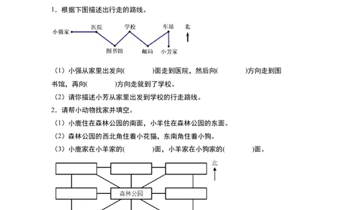 第一单元专项练习02：确定物体的位置与方向，描述路线-（学生版）人教版_26春人教版数学三下_00、更新资料3月18日_解决问题专项练习-T7(1)_2025版