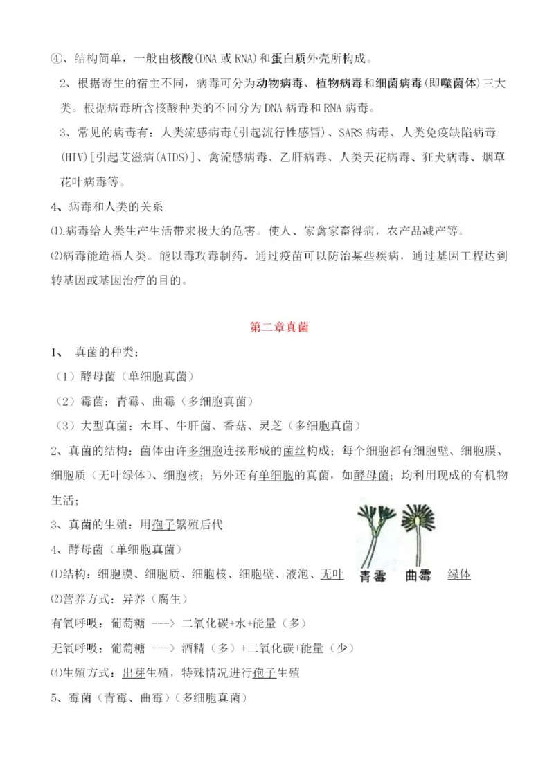 冀少版初中生物八年级上册知识梳理_24秋《初中各科知识点梳理》_初中生物《知识梳理》7-8年级上下册_冀少版初中生物7-8年级上下册知识点