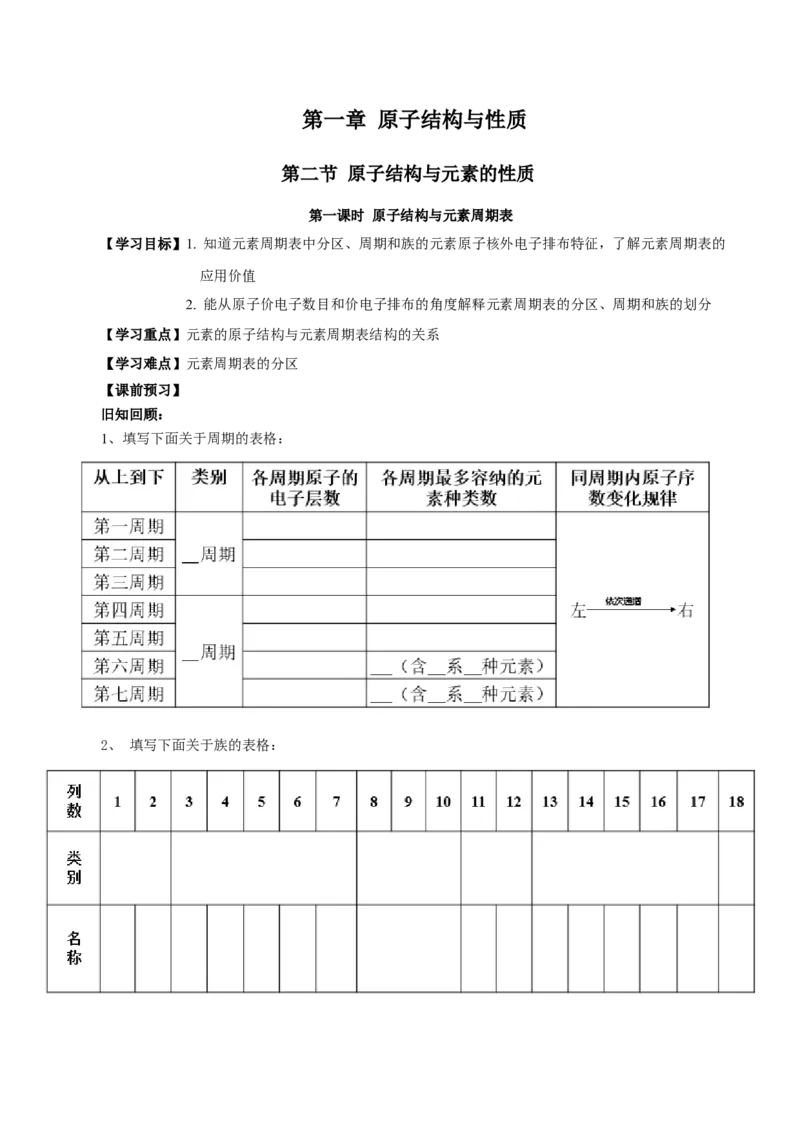 1.2.1原子结构与元素周期表（导学案）-（人教版2019选修第二册）（原卷版）_高化_595801221724高中化学新人教版选择性必修一二三电子版教案PPT课件高中试卷_选择性必修2册（人教版）