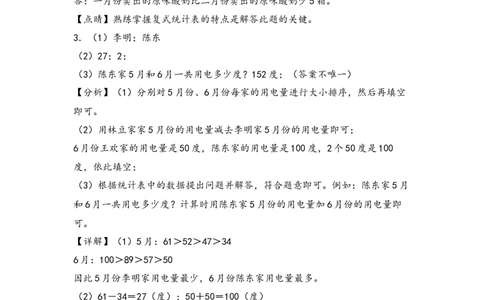 （专项训练）第三单元复式统计表（解决问题）-（答案解析）（人教版）_26春人教版数学三下_19、赠送其它资料_新建文件夹_三年级数学下册（人教版）_知识解读+题型专练-T2