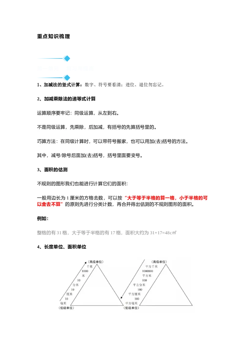 沪教版三年级数学下册重点知识点总结_《小学各科知识点》_小学数学《知识梳理》1-6年级上下册_下册_沪教版小学数学1-5年级下册知识点