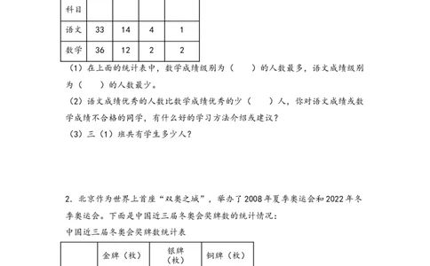 （专项训练）第三单元复式统计表解决问题（挑战奥数）-（人教版）_26春人教版数学三下_19、赠送其它资料_新建文件夹_三年级数学下册（人教版）_知识解读+题型专练-T2