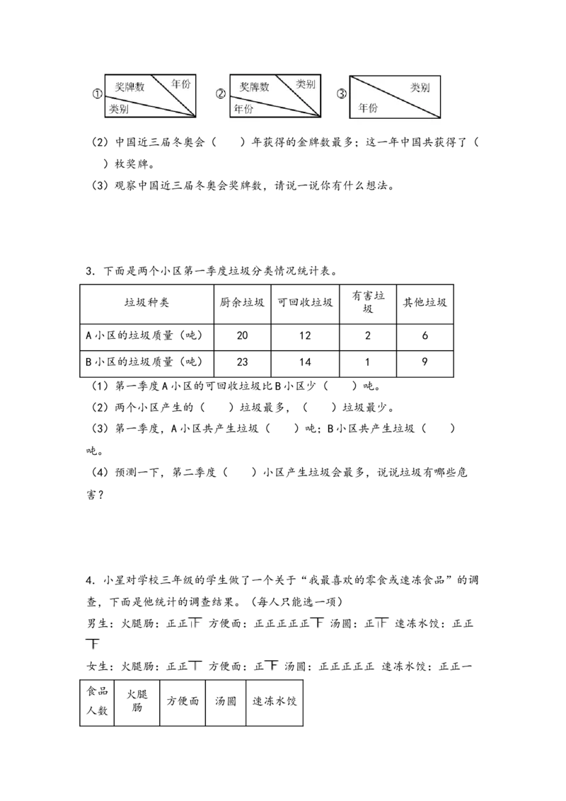 （专项训练）第三单元复式统计表解决问题（挑战奥数）-（人教版）_26春人教版数学三下_19、赠送其它资料_新建文件夹_三年级数学下册（人教版）_知识解读+题型专练-T2