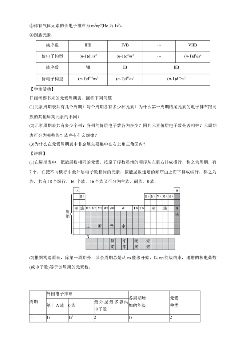 1.2.1原子结构与元素周期表-教学设计-2020-2021学年下学期高二化学同步精品课堂(新教材人教版选择性必修2)_高化_2025春-人教版高中化学_04新版高中化学选择性必修2_04课件+教案+学案+习题