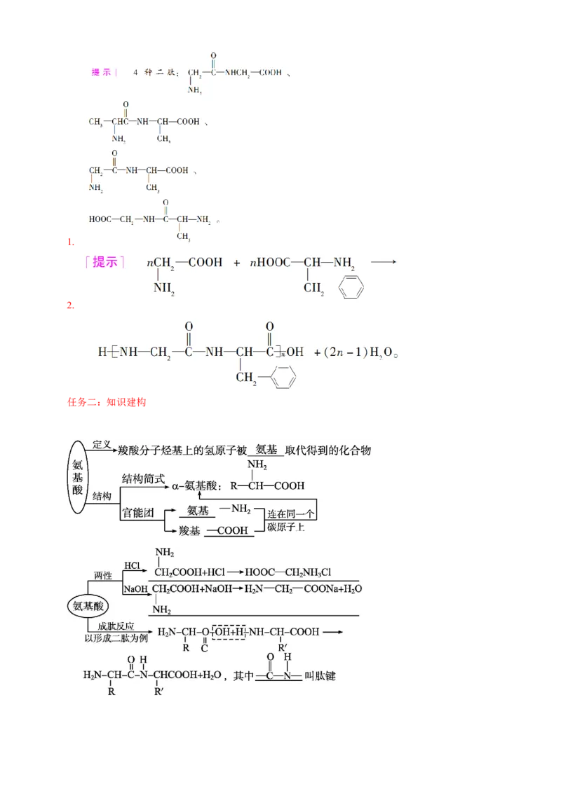4.2.1氨基酸-学案-2020-2021学年下学期高二化学同步精品课堂(新教材人教版选择性必修3)（解析版）_高化_2025春-人教版高中化学_05新版高中化学选择性必修3_1.课件+教案+学案+习题_学案