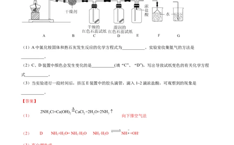 5.2.2氨与铵盐（精练）-（人教版2019必修第二册）（解析版）_高化_595801221724高中化学新人教版选择性必修一二三电子版教案PPT课件高中试卷_必修二册（人教版）_专项练习