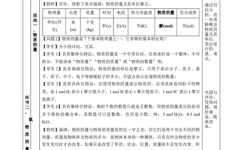 2.3.1物质的量的单位-摩尔（教学设计）-（人教版2019必修第一册）_高化_595801221724高中化学新人教版选择性必修一二三电子版教案PPT课件高中试卷_必修一册（人教版）_教学设计