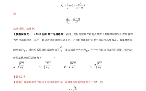 专题11爆炸与类爆炸模型（答案版）_高中物理模型题型与方法