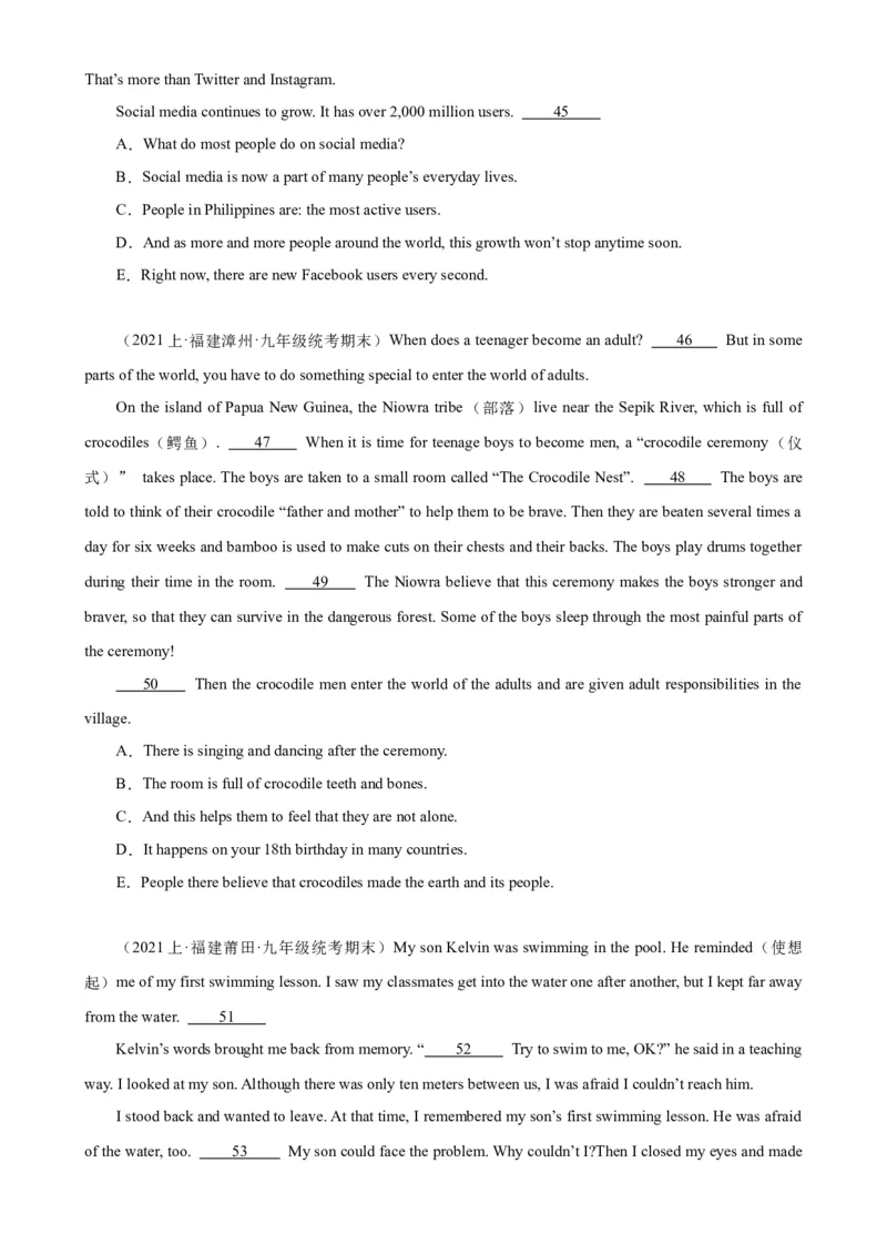 期末必考题型之阅读还原15篇-（仁爱科普版）_仁爱版英语九年级下册资料包_重难点易错题精练-U217