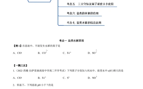 3.3盐类的水解（精讲）-（人教版2019选择性必修1）（原卷版）_高化_595801221724高中化学新人教版选择性必修一二三电子版教案PPT课件高中试卷_选择性必修1册（人教版）_专项练习