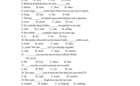 动词的分类用法（巩固练习）-_仁爱版英语九年级下册资料包_同步讲义-V31_08总复习_动词的分类用法_08总复习_动词的分类用法---