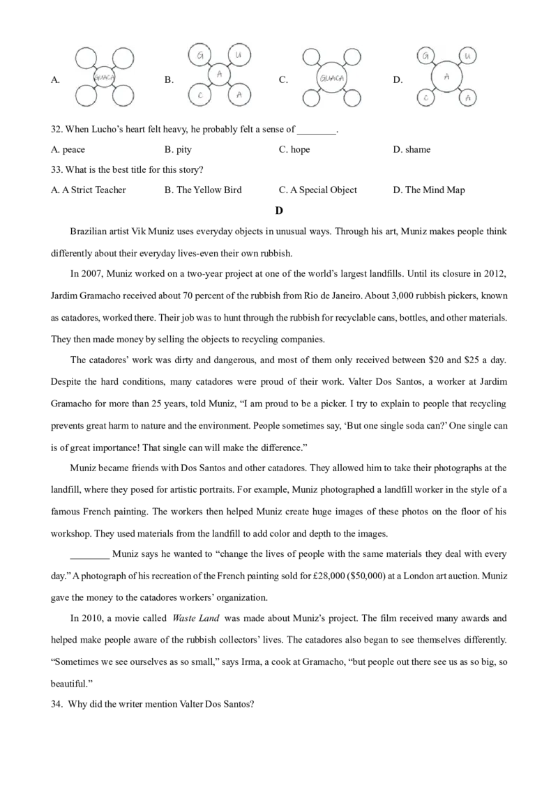 2025年江苏省无锡市中考英语真题（原卷版）_仁爱版英语九年级下册资料包_全国各地中考真题_2025年全国中考英语真题76份_2025年江苏省无锡市中考英语真题