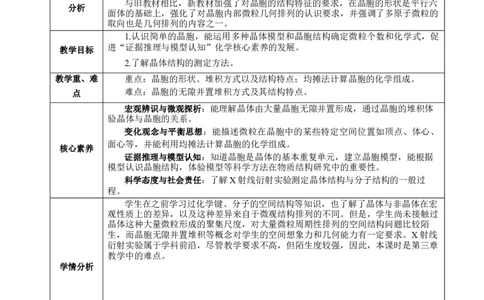 3.1.2晶胞（教学设计）-（人教版2019选择性必修2）_高化_595801221724高中化学新人教版选择性必修一二三电子版教案PPT课件高中试卷_选择性必修2册（人教版）_教学设计