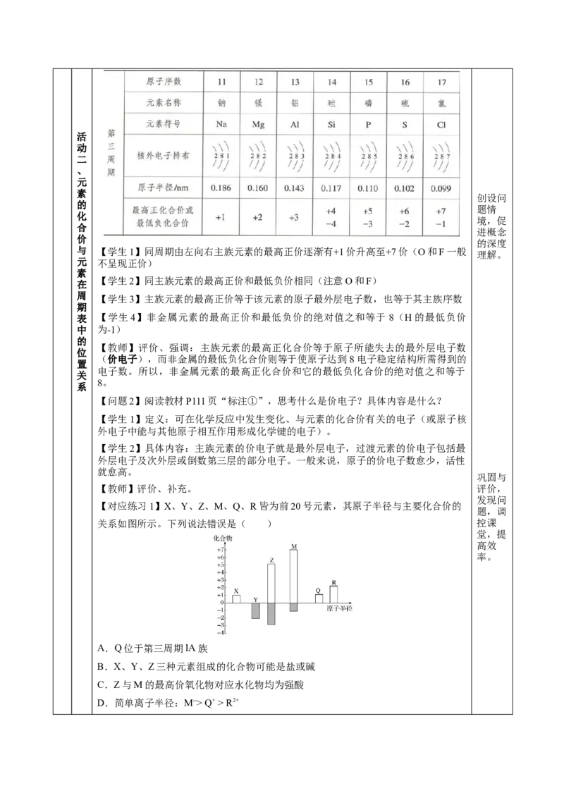 4.2.2元素周期表和元素周期律的应用（教学设计）-（人教版2019必修第一册）_高化_595801221724高中化学新人教版选择性必修一二三电子版教案PPT课件高中试卷_必修一册（人教版）_教学设计