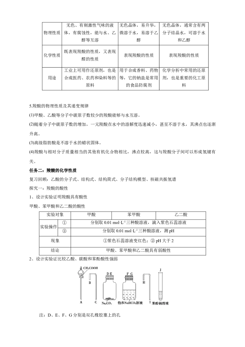 3.4.1羧酸-教学设计-2020-2021学年下学期高二化学同步精品课堂(新教材人教版选择性必修3）_高化_2025春-人教版高中化学_05新版高中化学选择性必修3_1.课件+教案+学案+习题_教案