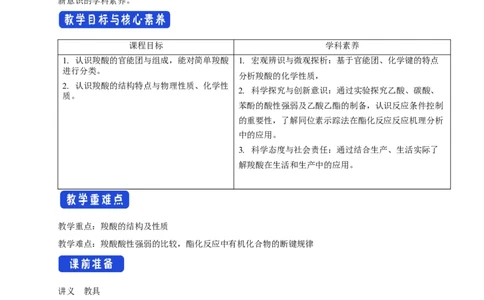 3.4.1羧酸-教学设计-2020-2021学年下学期高二化学同步精品课堂(新教材人教版选择性必修3）_高化_2025春-人教版高中化学_05新版高中化学选择性必修3_1.课件+教案+学案+习题_教案