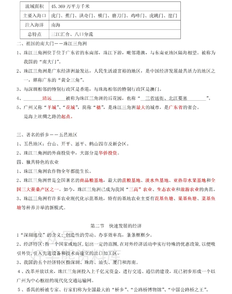 粤教粤人版初中地理八下知识梳理_24秋《初中各科知识点梳理》_初中地理《知识梳理》7-8年级上下册_粤教粤人版初中地理7-8年级上下册知识梳理_粤教粤人版初中地理八下知识梳理