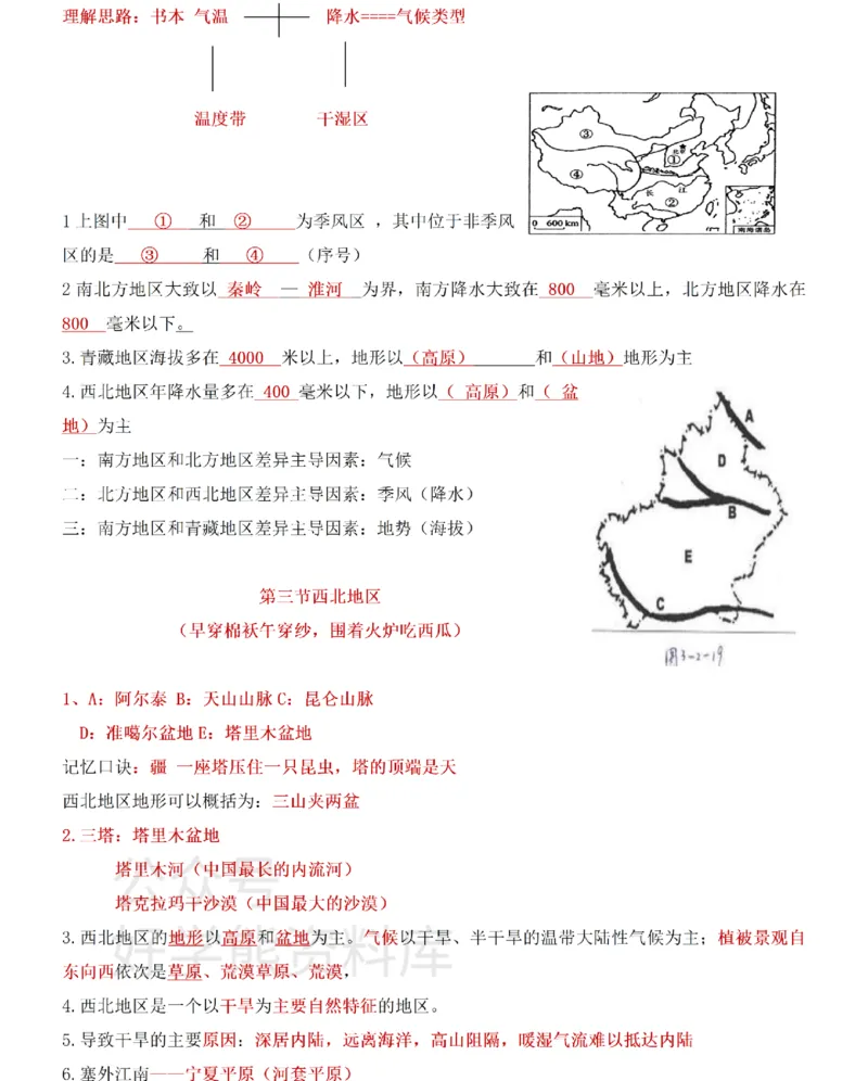 粤教粤人版初中地理八下知识梳理_24秋《初中各科知识点梳理》_初中地理《知识梳理》7-8年级上下册_粤教粤人版初中地理7-8年级上下册知识梳理_粤教粤人版初中地理八下知识梳理