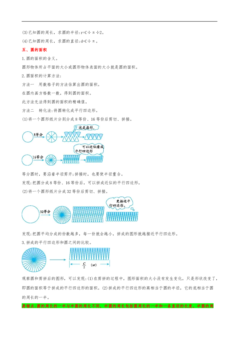 易错考点精讲01圆（知识回顾+夯实基础练）六年级上册数学单元考点精讲+优选易错题北师大版（含答案）_26春北师大版数学二下_19、赠送其它资料_旧版_赠品：北师大知识总结